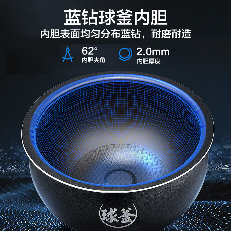 苏泊尔(SUPOR)电饭煲电饭锅家用3-8人多功能5L/升容量智能电饭煲22分钟柴火饭蓝钻球釜内胆 SF50FC897高清大图