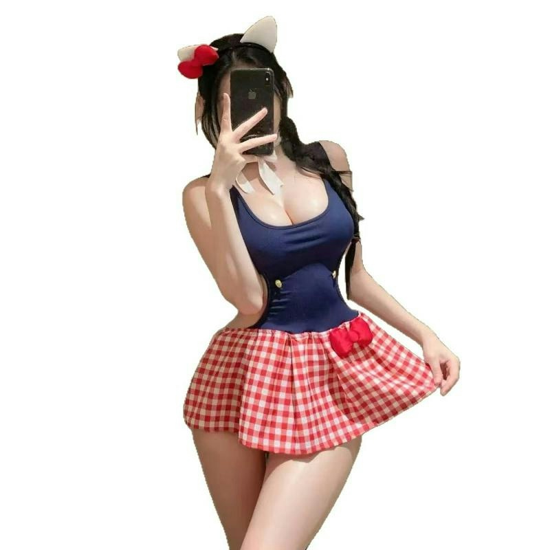 硕瑶Kitty酱情趣内衣软萌拼接连衣睡裙性感调情免脱制服套装766高清大图