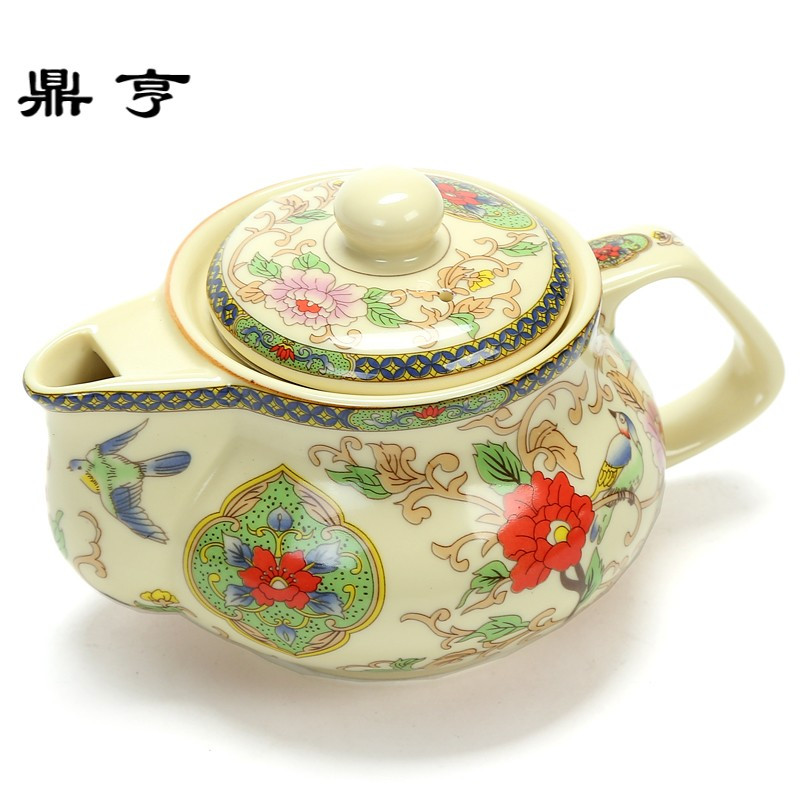 鼎亨大号陶瓷茶壶功夫茶具泡茶壶带过滤580毫升手柄式家用双龙