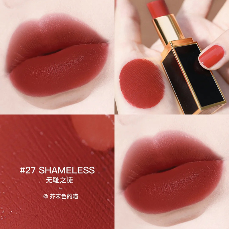 汤姆福特(Tom Ford) TF唇膏 新色黑金细管口红 27#SHAMELESS砖红色高清大图