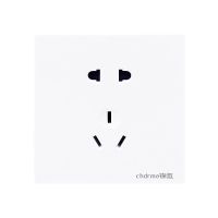 锦迈金色五孔插座 灰色斜五孔开关错位白色二三极插座5眼插座面板 暗装86型正五孔（白色)