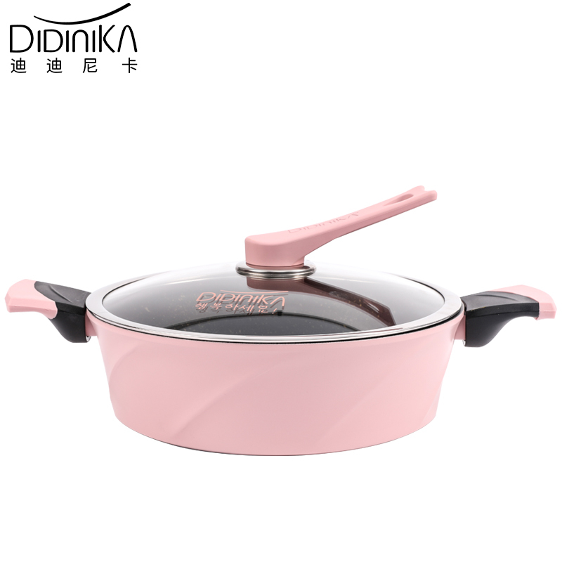 迪迪尼卡(Didinika)2019新款28cm浅汤锅家用麦饭石不粘锅多功能双耳煮锅