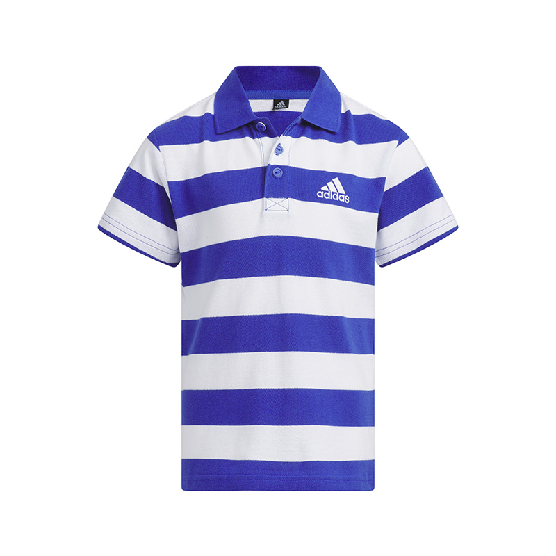adidas童装条纹拼色运动休闲短袖男童半荧光蓝ia8264视频