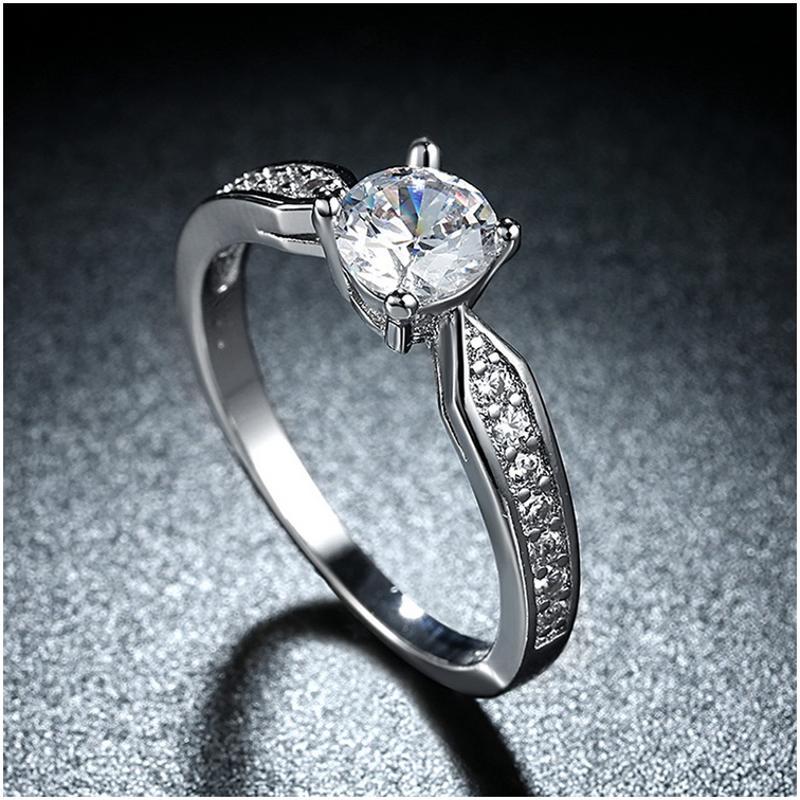 R831-CCouple Love Gold Rings铂金订婚戒指男女钻石情侣简约日韩送女朋友七夕情人节礼物