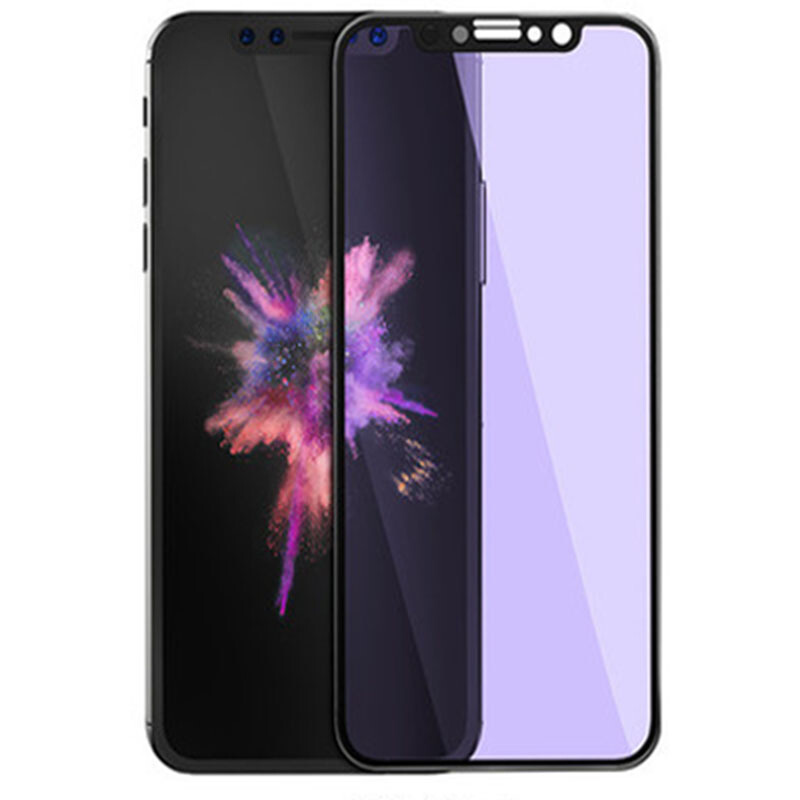 [送手机壳]轻万适用苹果x钢化膜applexs全屏幕抗蓝光丝印黑色iphone手机贴膜高清大图