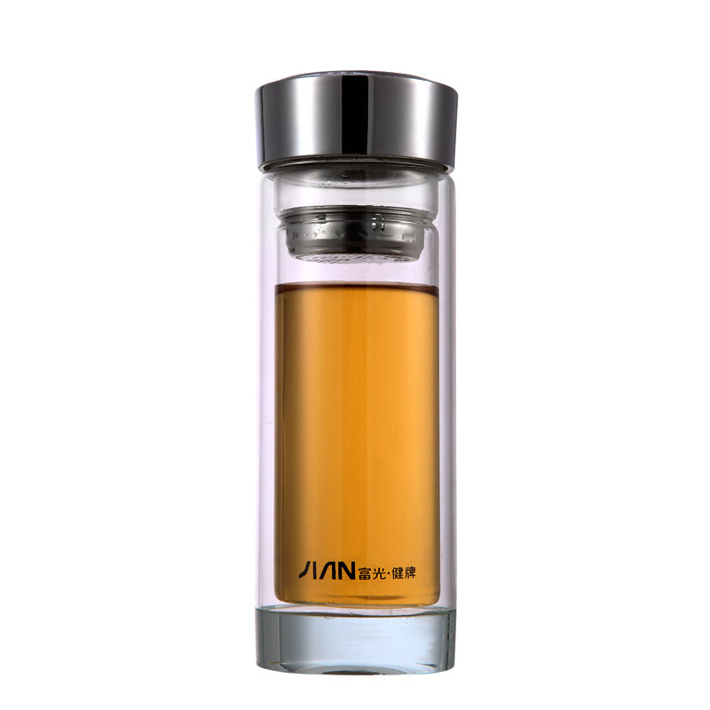 富光 320ml双层玻璃杯水晶杯 厚水晶底商务玻璃茶杯SCP[个]