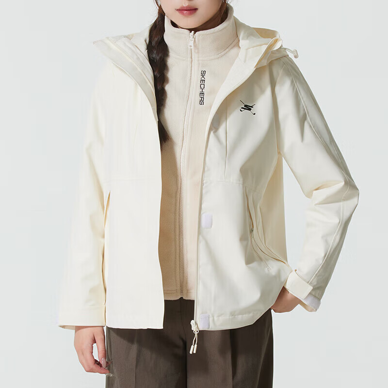 斯凯奇(Skechers)女装新款运动服健身训练潮流时尚舒适透气休闲夹克外套P425W219-0019 ZP P425W218-00NA/米白 XS