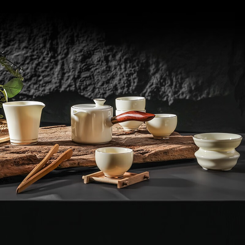菲米生活沐兮羊脂玉瓷茶具套装(玉脂黄)FM-CJ2119(玉脂黄)