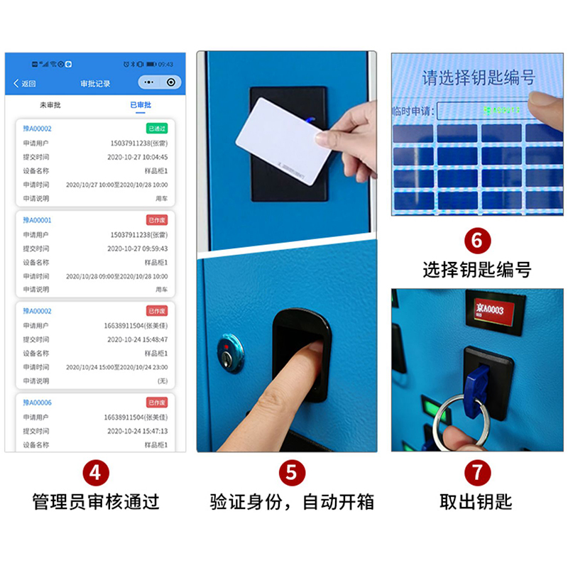 DXBG智能钥匙柜指纹刷卡密码钥匙箱单位车辆钥匙管理箱壁挂落地式站立式60位高清大图
