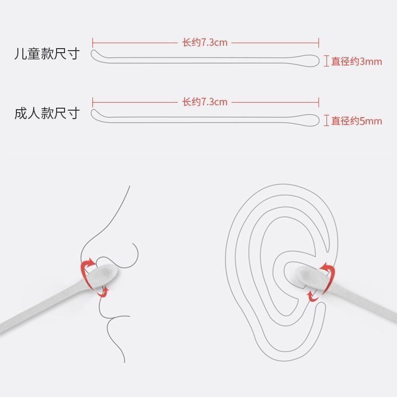 耳勺*棉签.[蓝+粉]2盒-200支 仅限今日[明天活动结束] 棉签掏耳朵挖耳二合一神器成人耳勺婴儿挖鼻屎化妆棉签棒棉签