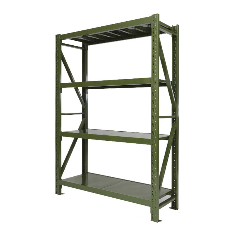 创世人 1.5m中型货架承重300KG钢制四层仓储架军绿色置物架1500*600*2000mm高清大图
