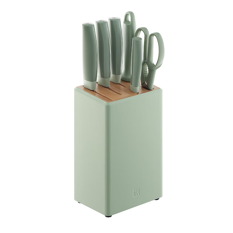 双立人 1032836 刀具 刀具套装 Now Pro菜刀水果刀砍骨刀剪刀磨刀棒切菜刀厨具7件套 绿色