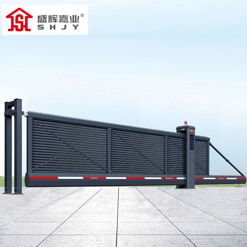 盛辉嘉业 悬浮门电动伸缩门铝合金封板无轨直线平移大门定制高清大图