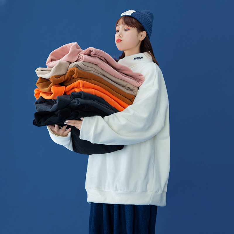 茜靓CHYLLIRN加德绒打底衫高领女T恤加厚2021大码卫衣宽松秋冬上衣内搭