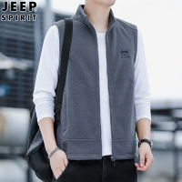 JEEPSPIRIT男装加厚马甲宽松冬季新款纯色休闲无帽保暖外套_4 XXXL 灰色