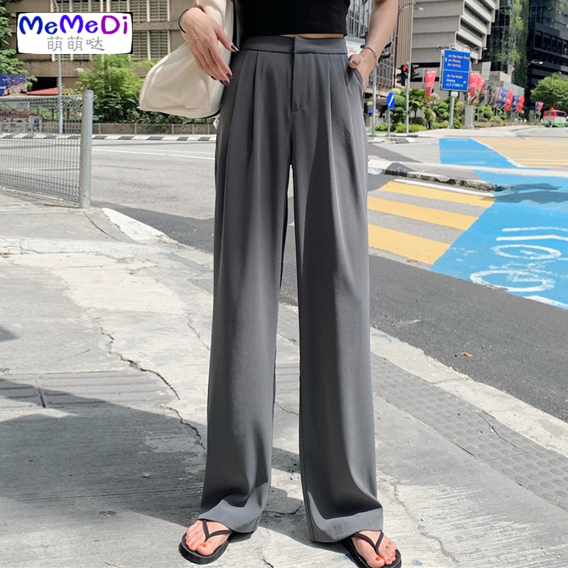 2020夏装新款韩版chic网红垂感拖地长裤高腰阔腿裤西装休闲裤女潮