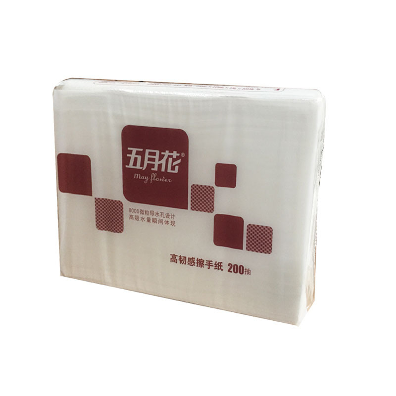 五月花双层三折擦手纸(200抽/230mm*225mm)A181600（20包/箱）
