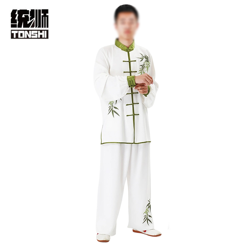 统狮太极武术表演服AQ33 套 白色竹叶 L