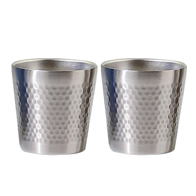 MAXCOOK锤纹杯180ml*2个装304不锈钢双层MCB4713