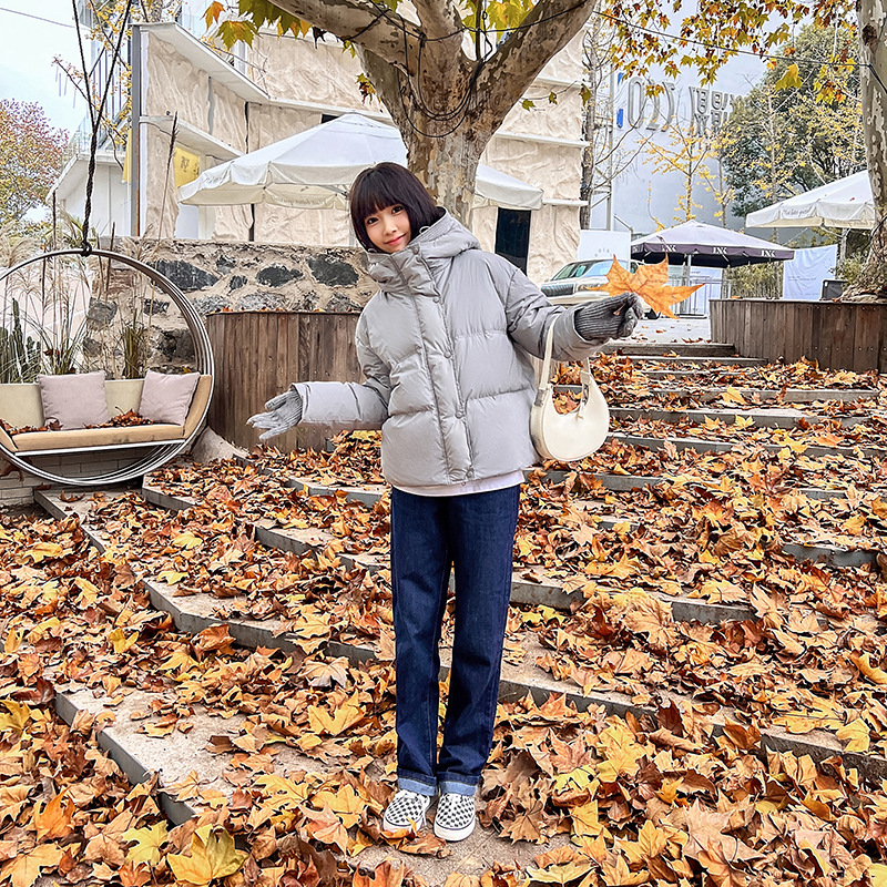羽绒棉衣棉服女外套2023年秋冬季新款短款面包服港风学生胖MM棉袄_173351 灰色 XL