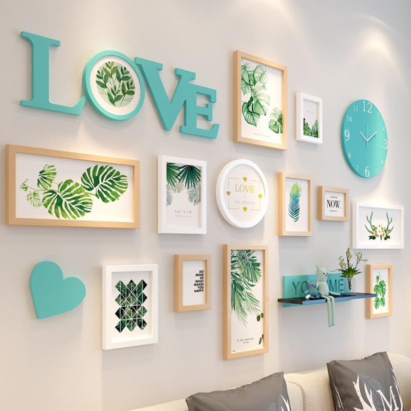 客厅照片墙免打孔创意墙壁相框挂墙组合ins风古达房间背景墙面装饰品