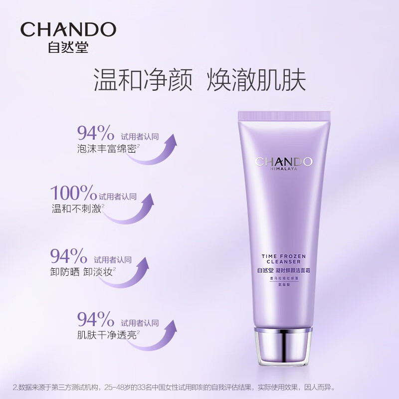 自然堂洗面奶 凝时鲜颜洁面乳氨基酸温和清洁毛孔不紧绷保湿洗颜霜男女 125g
