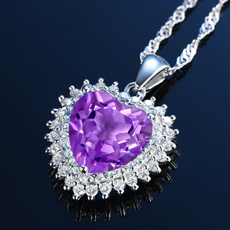 925银项链 海洋之星 真爱永恒 镶合成锆石坠 女款项链饰品 3003226送