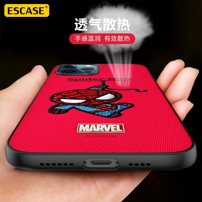 【漫威正版授权】ESCASE苹果12/Pro手机保护壳12mini创意刺绣软壳12Promax全包防摔个性复联蜘蛛侠雷神