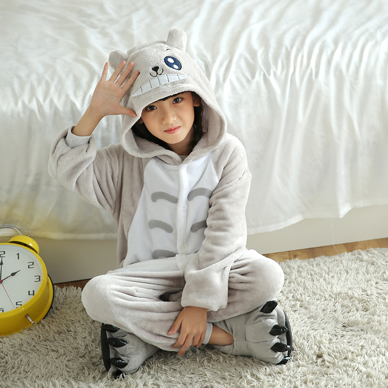 老虎儿童动物连体恐龙睡衣可爱法兰绒秋冬男童女童宝宝睡衣秋卡通轻松