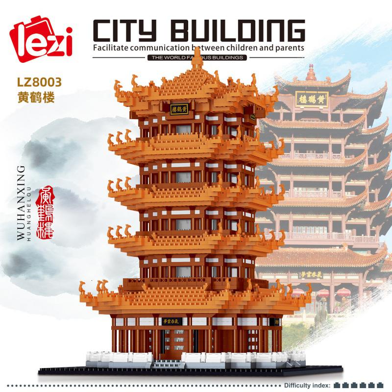 乐子LZ8003鹤楼微型钻石小颗粒拼装建筑系列模型积木玩具高清大图