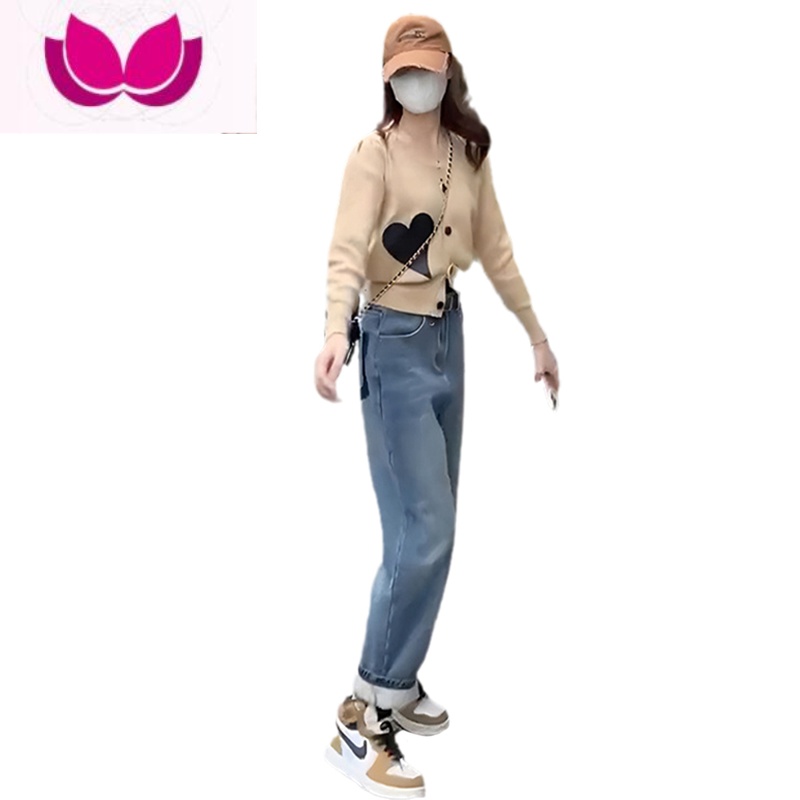 七斓早春季2023大码女装微胖减龄茶系穿搭一整套搭高级感上衣套装高清大图