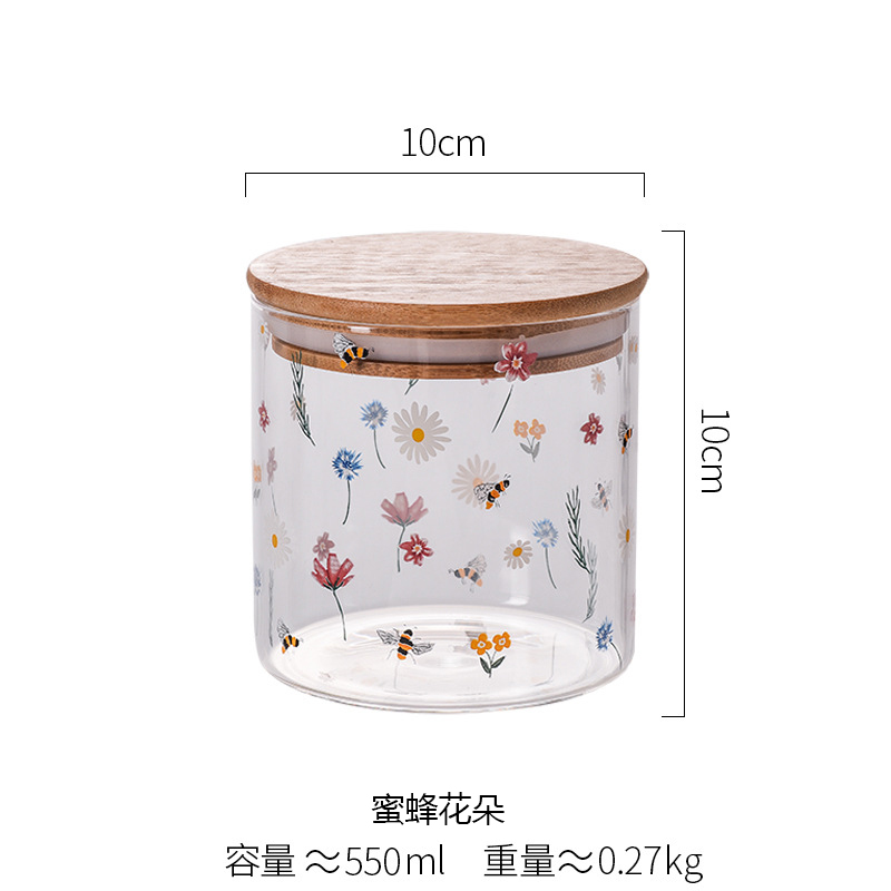 梵澜狸透明食品保鲜罐TA47 个 蜜蜂花朵