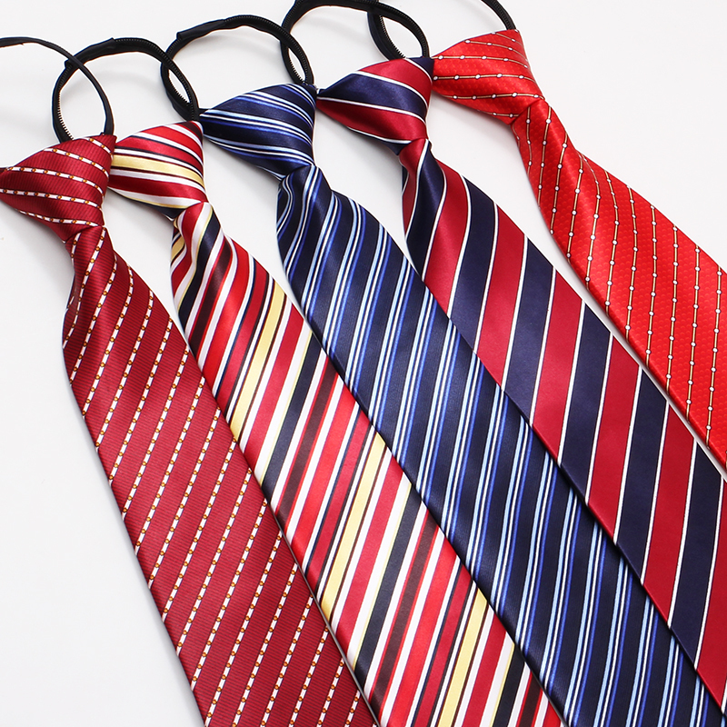 银行保安学生男商务工作正装职业装易拉得懒人方便拉链式韩版领带领带