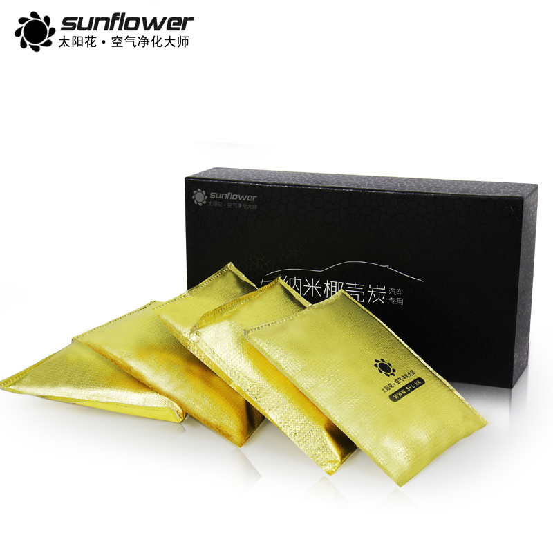 sunflower太阳花 新车除味活性炭包汽车除味剂除甲醛竹炭包 车用椰壳活性碳专用椰壳碳礼品盒高清大图