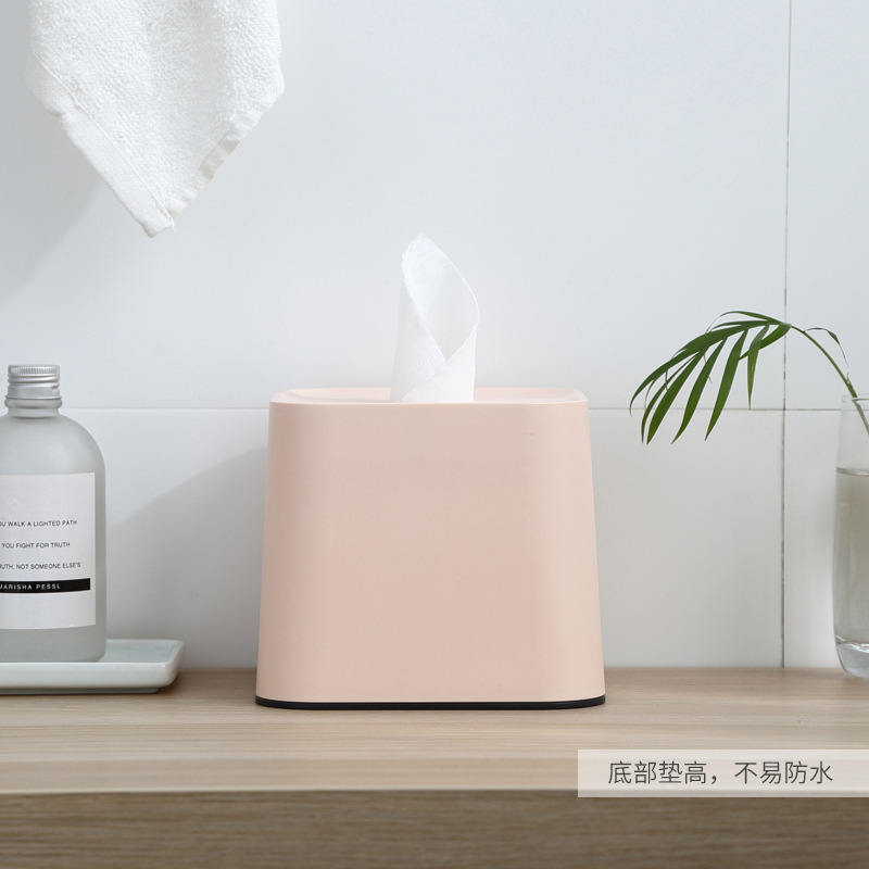 家用桌面卷纸筒抽纸盒北欧ins塑料纯色纸巾盒创意收纳盒家居装饰 湖水蓝
