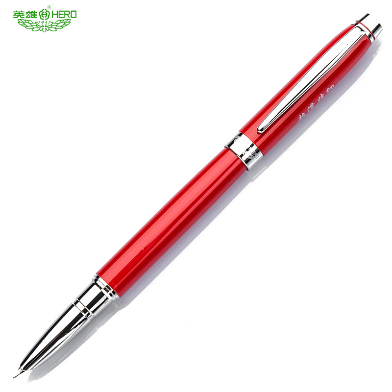 英雄(HERO)钢笔 3015A 淑女超滑特细笔(红色)<0.5mm 1支 学生办公墨水笔
