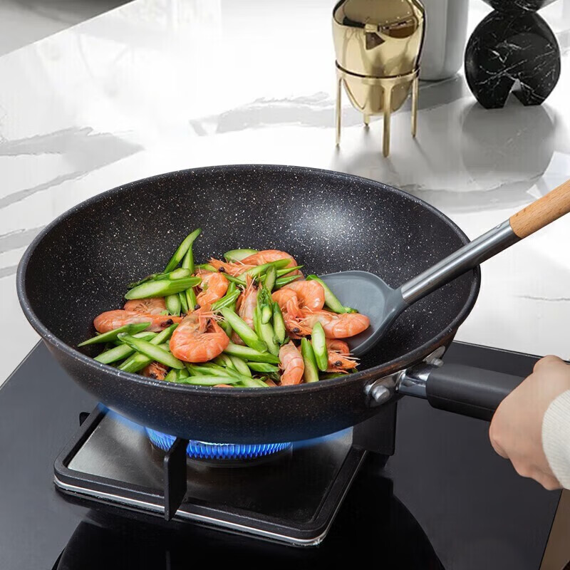 康巴赫锅具套装不粘锅炒锅麦饭石色三件套(炒锅32cm+煎锅26cm+汤锅22cm)高清大图