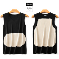 新款情侣贴片背心保暖内衣女秋冬护肚上衣男打底蚕丝加厚马甲 2XL 男款-黑色