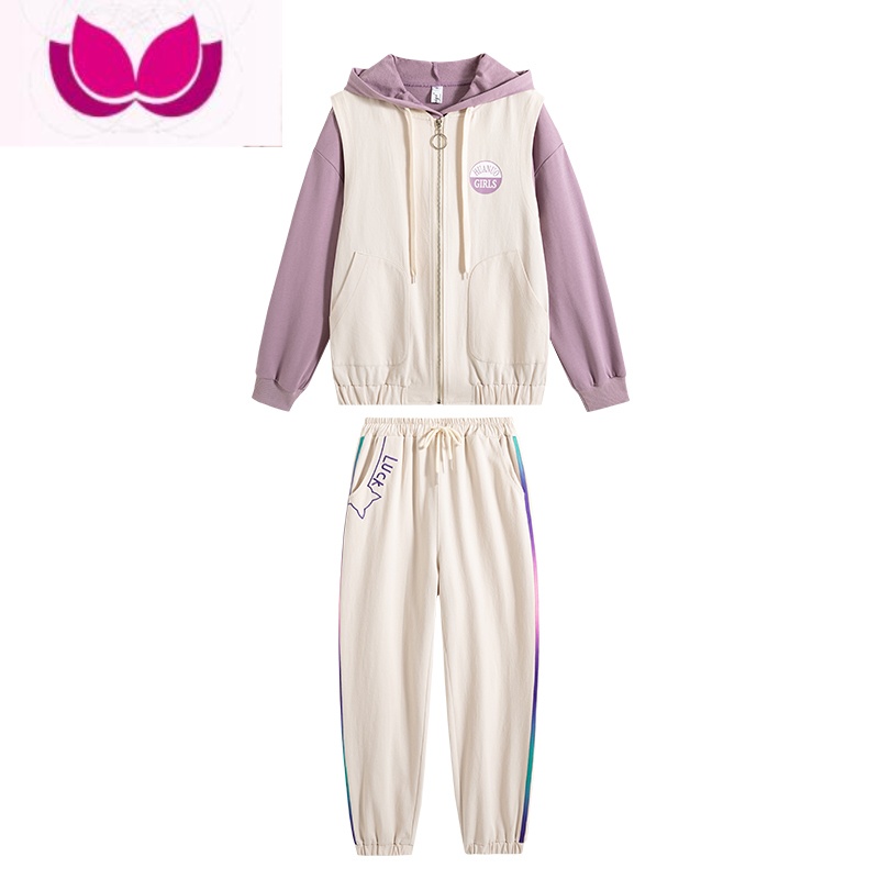 七斓初中学生套装春装少女学院风宽松休闲韩版青少年运动高中生套高清大图