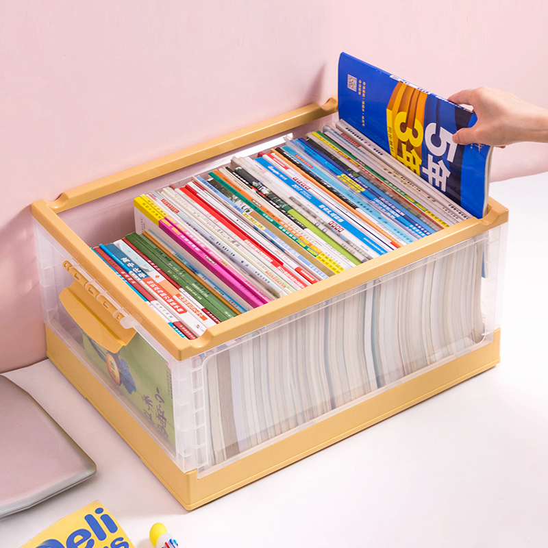 书箱带轮高中学生教室用装书本全透明可折叠书籍收纳箱整理储物盒纯净