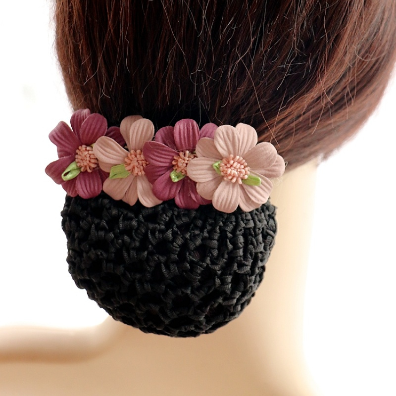 职业头花上班护士头花银行员工带兜花朵盘卡子扎头饰品