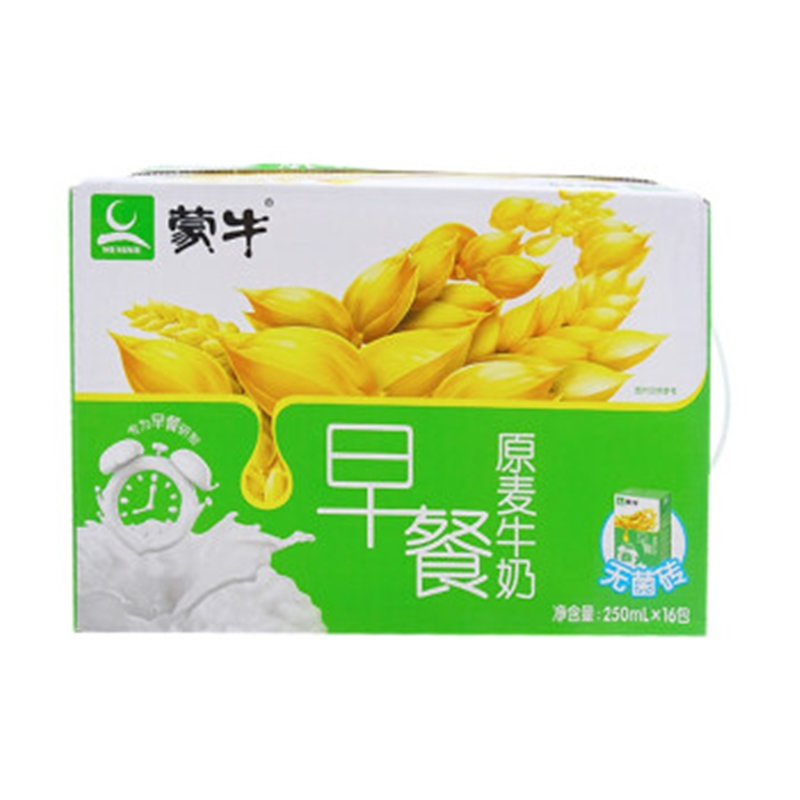 蒙牛(MENGNIU)原麦早餐奶250mL×16盒/箱
