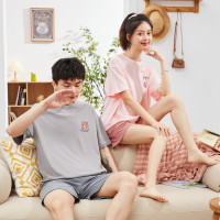 情侣睡衣女夏季薄款可外穿家居服女士睡衣短袖套装居家服女_610571 统一颜色 M