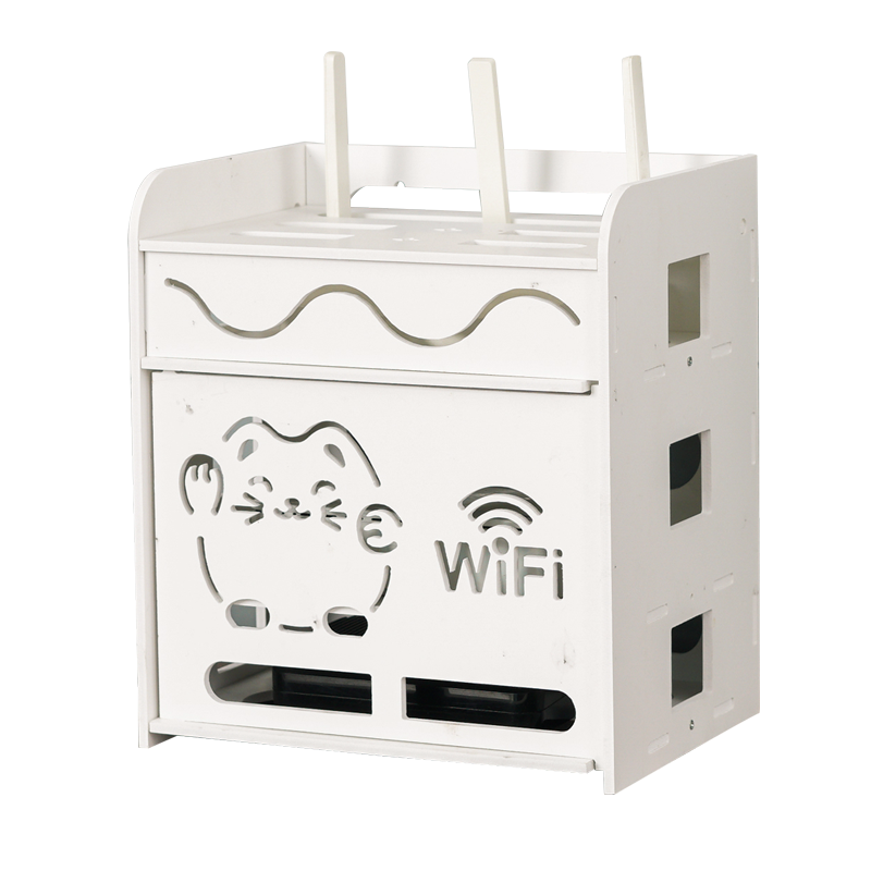单层wifi 路由器收纳盒wifi收纳盒电线收纳插线板收纳盒免打孔置物架机顶盒