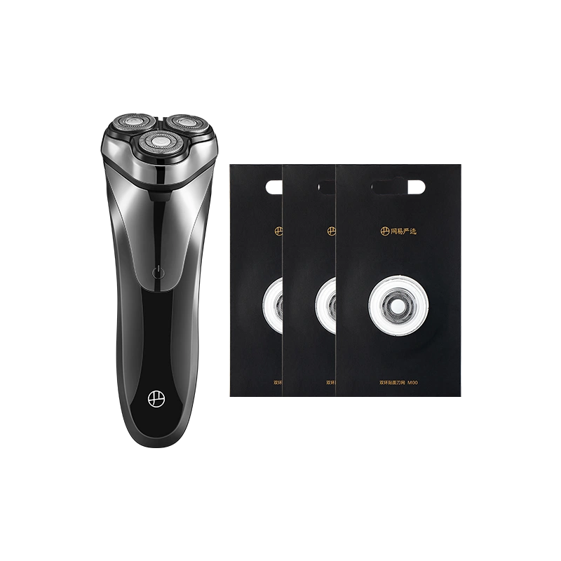 网易严选 3头浮动式 全身水洗电动剃须刀 电镀黑*1+替换刀片*3
