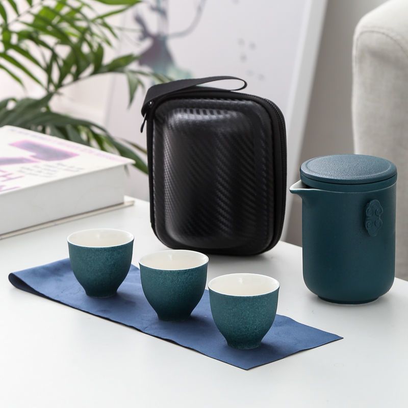 随身便携式快客杯旅行茶具一壶四杯车载户外办公功夫陶瓷茶壶茶杯