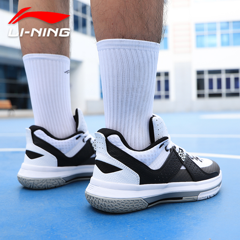 李宁(LI-NING)篮球鞋男鞋秋冬新款韦德之道全城5悟道战靴黑白运动鞋ABAL049