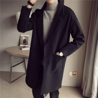 YUANSU毛呢大衣男2020秋冬季韩版潮流帅气中长款风衣加棉保暖呢子外套男风衣