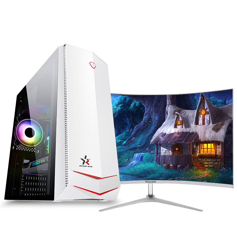 铭能 i9级八核E5-2660/GTX1650 4G独显/16G内存/480G SSD固态 台式电脑 台式机 电脑主机 组装电脑 家用办公学生游戏电脑台式DIY组装机+32英寸曲面