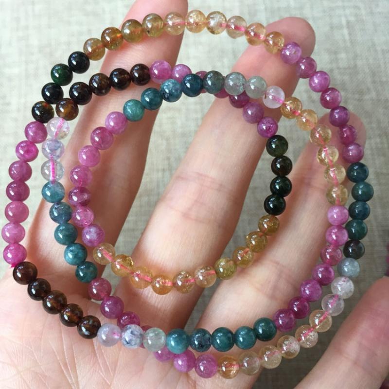 专柜正品天然碧玺多圈手链 招财旺夫转运彩色多层水晶手串女饰品送女朋友老婆生日礼物